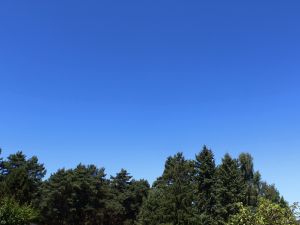 Anfang Juli: wolkenloser Himmel bei Hitze