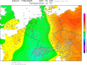 scharfe Luftmassengrenze Mitte April 2025